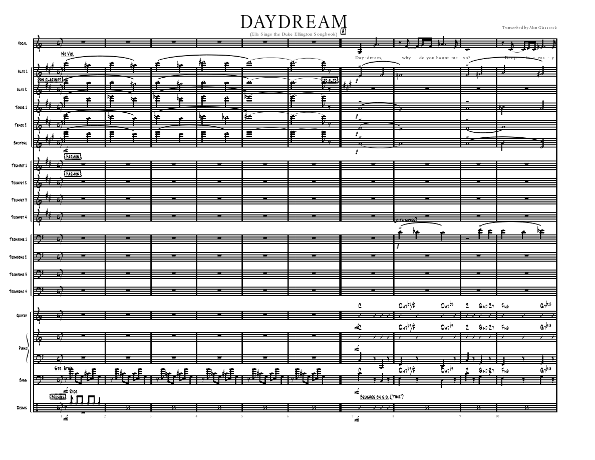 Day Dream (A.Classcock) E.Fitzgerald — Big Band sheet music arranged by Alan Glasscock | Jazz Standard