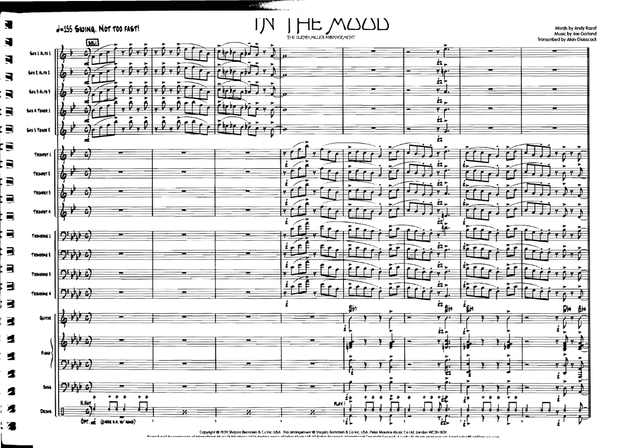 In The Mood — Big Band sheet music arranged by A.Glasscock | Jazz Standard