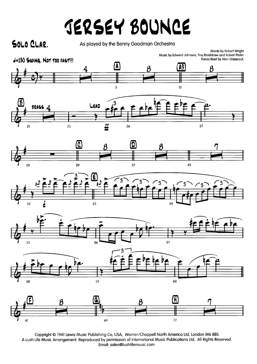 Jersey Bounce (A.Glasscock) B.Goodman — Big Band sheet music arranged by Alan Glasscock | Jazz Standard
