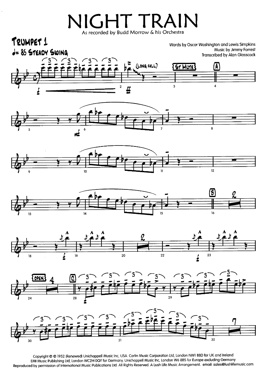 Night Train — sheet music preview