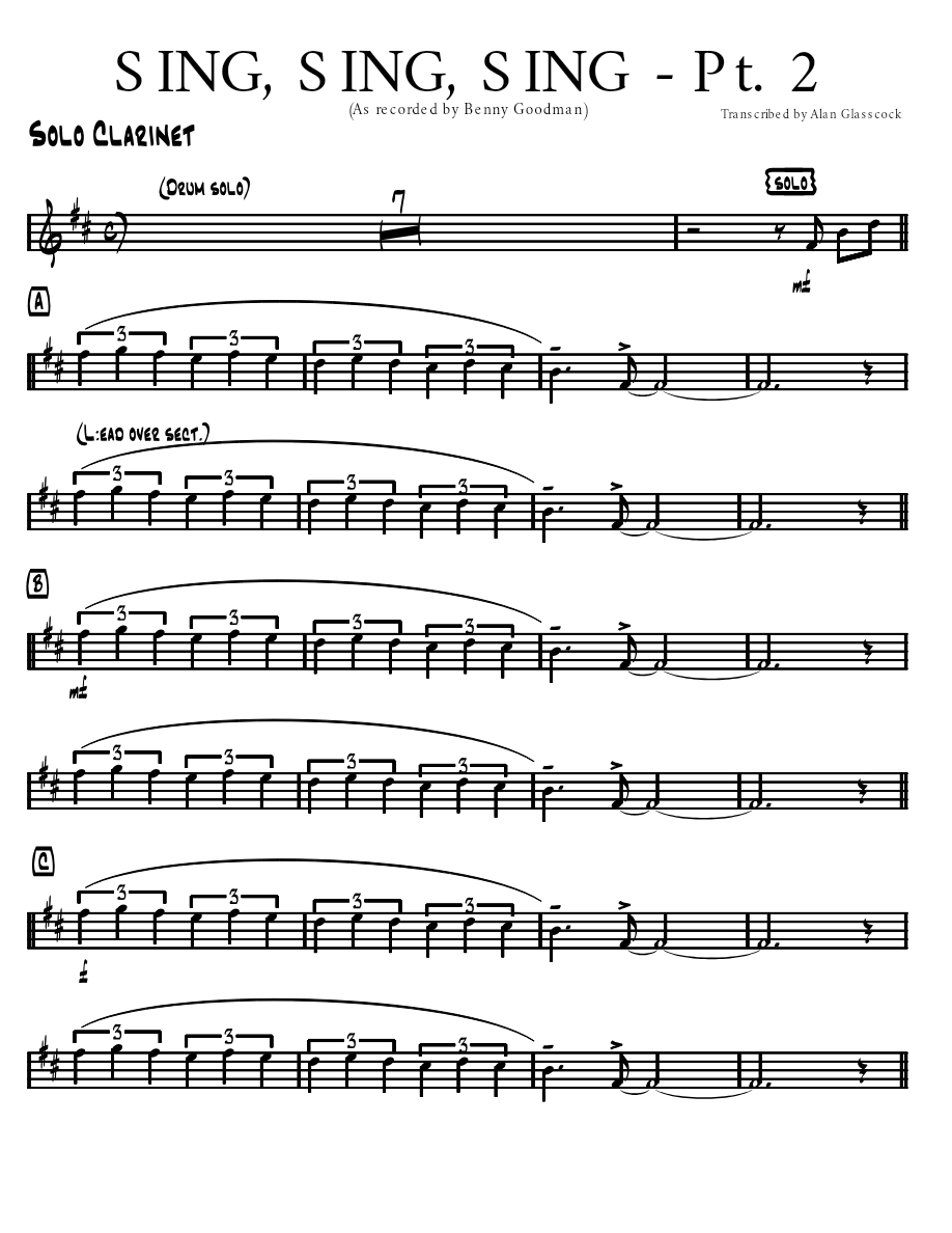 Sing Sing Sing PT 2 — sheet music cover (first page)