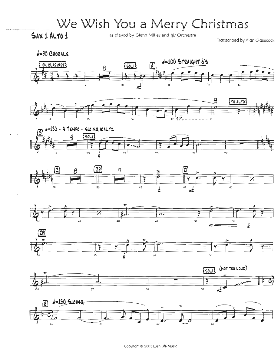 We Wish You A Merry Christmas — Big Band sheet music arranged by A.Glasscock | Jazz Standard