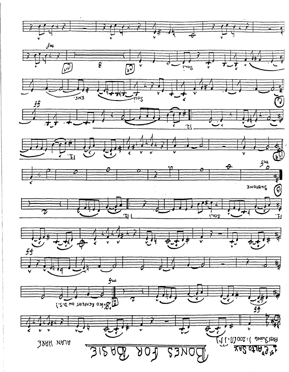 Bones For  Basie (A.Hare) 2 — sheet music cover (first page)