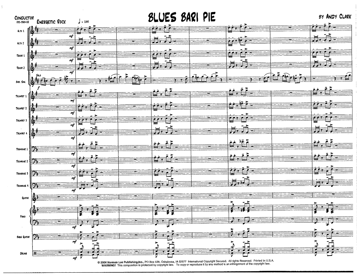Blues Bari Pie — sheet music cover (first page)