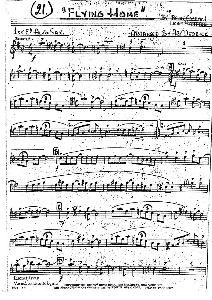 Flying Home — Big Band sheet music by A.Dedrick | Jazz Standard