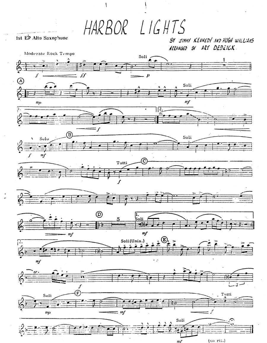 Harbor Lights — Big Band sheet music by A.Dedrick | Jazz Standard