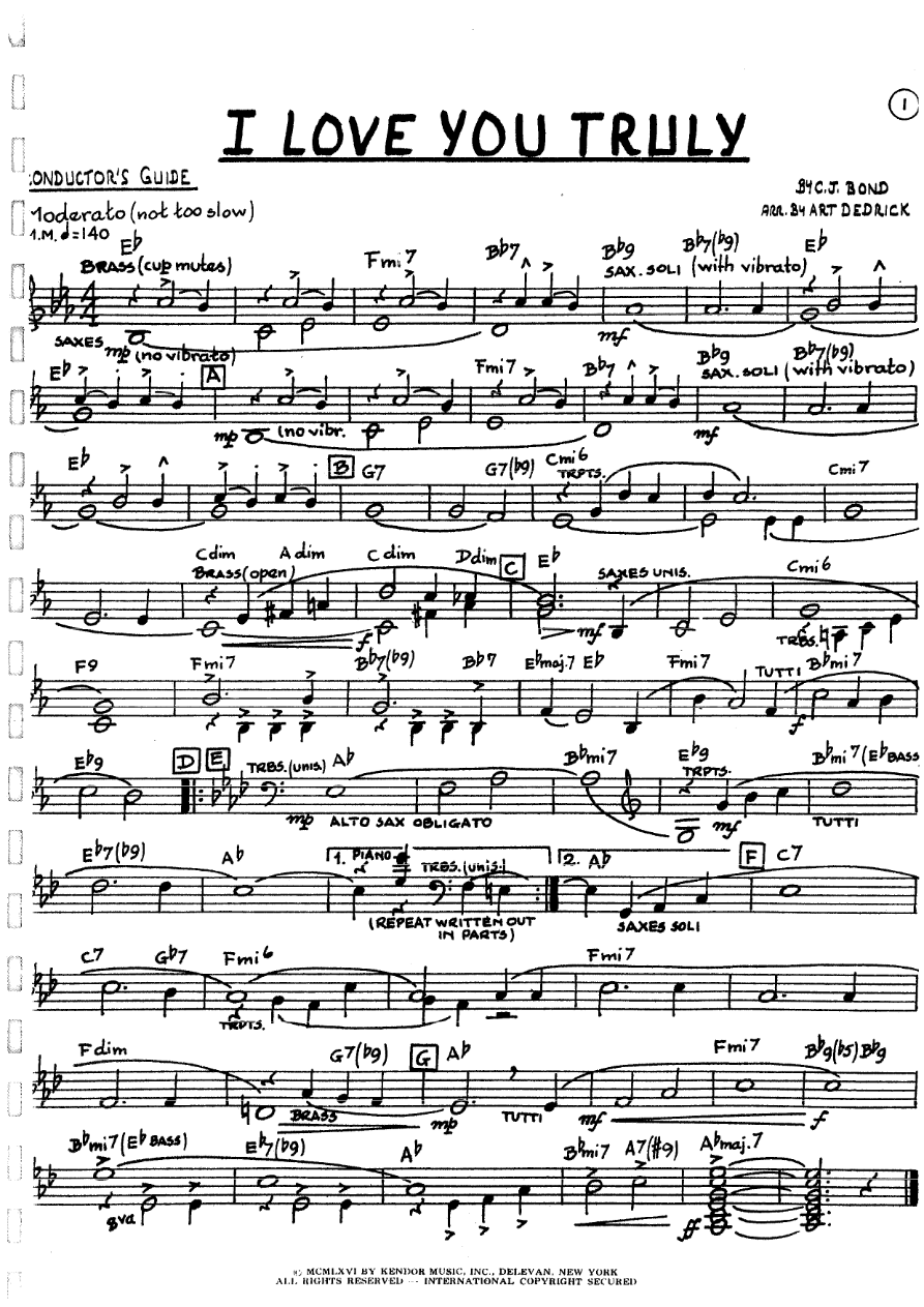 I Love You Truly — sheet music preview