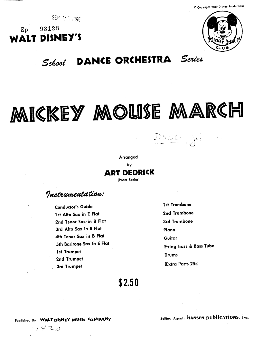 Mickey Mouse March — sheet music preview