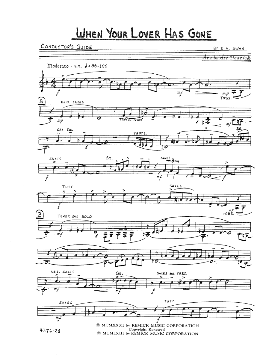 When Your Lover Has Gone — sheet music preview