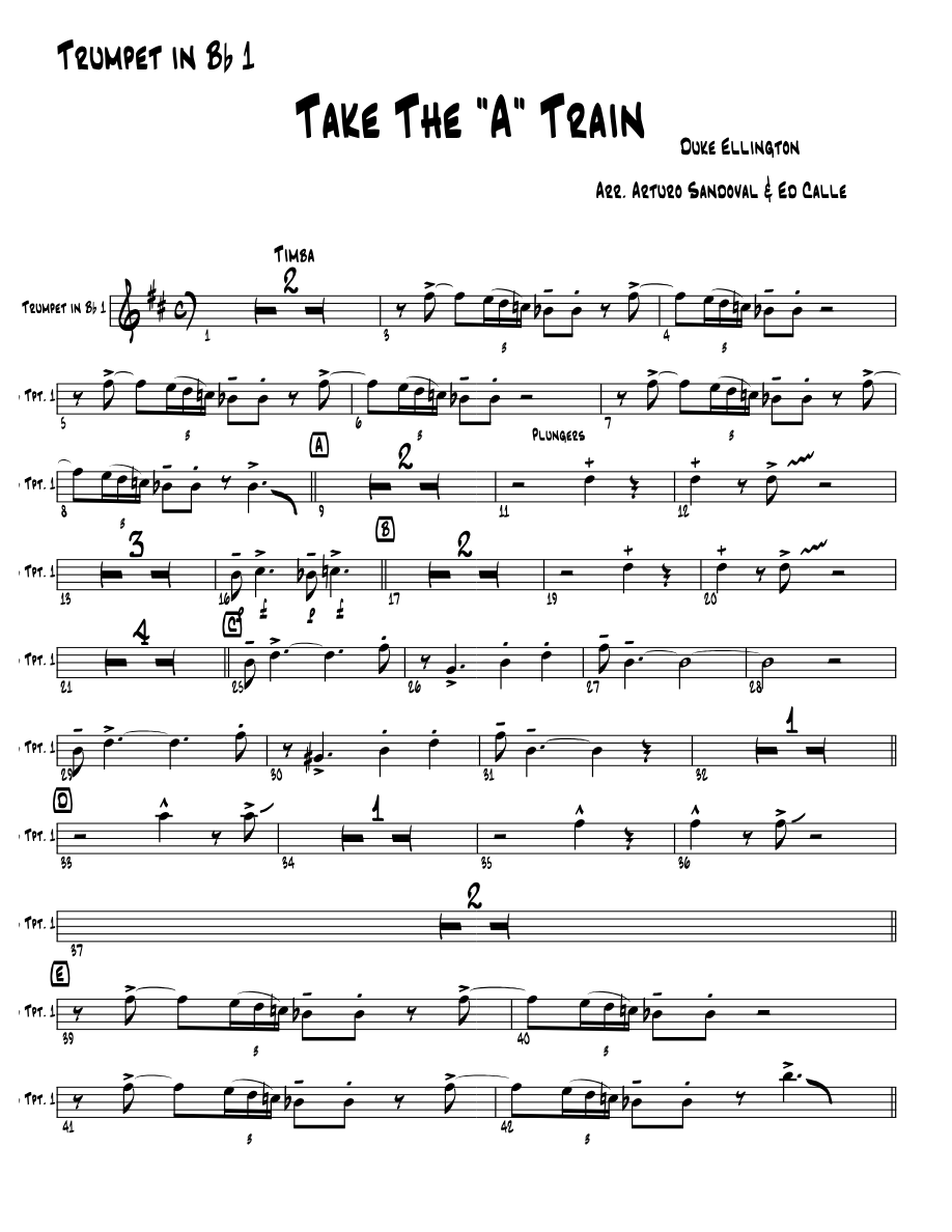 Take The A Train — Big Band sheet music by A.Sandoval  & Ed Calle | Jazz Standard