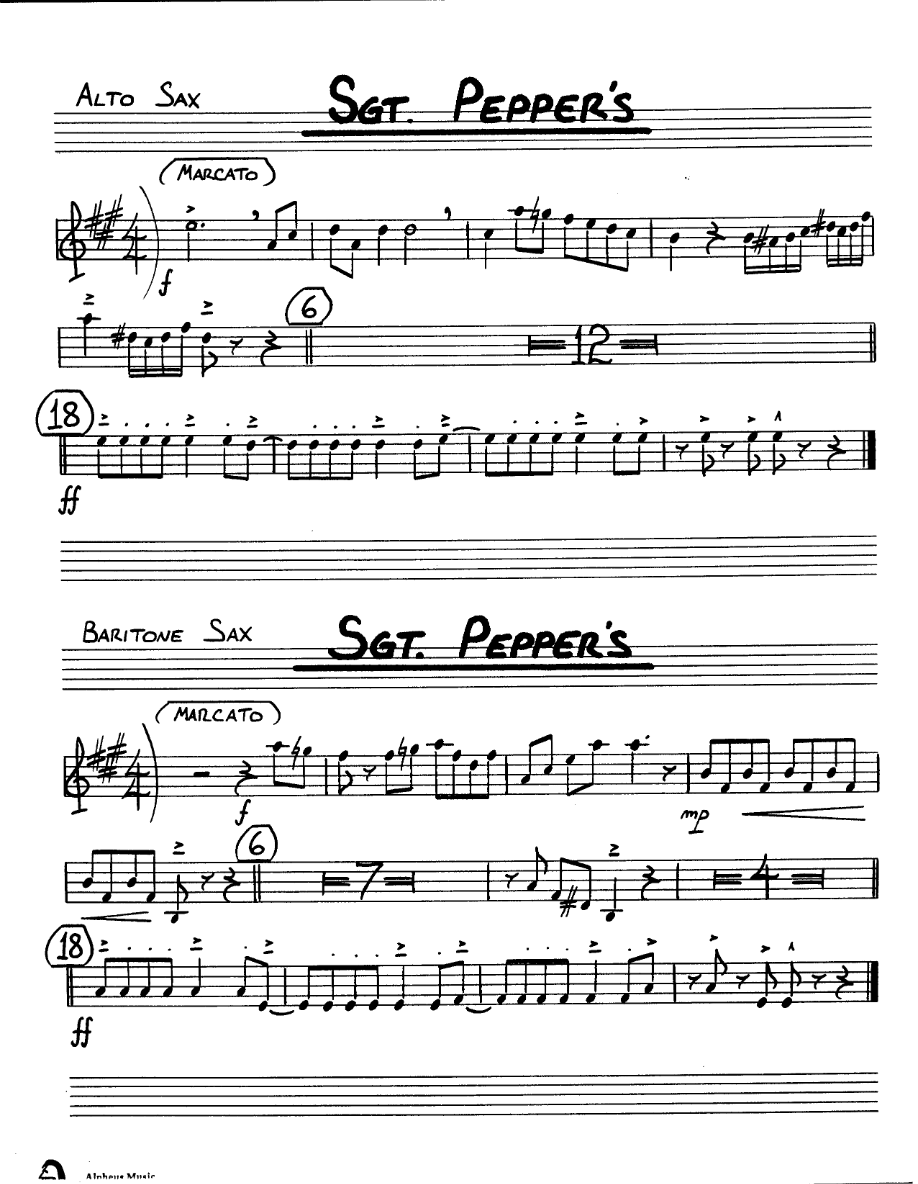 Sgt Pepper's — sheet music preview