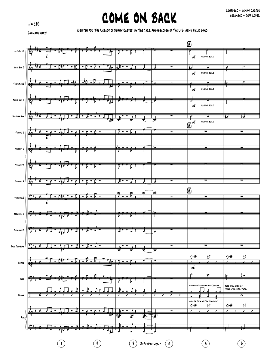 Come On Back (J.Lopes) B.Carter MP3 — sheet music preview