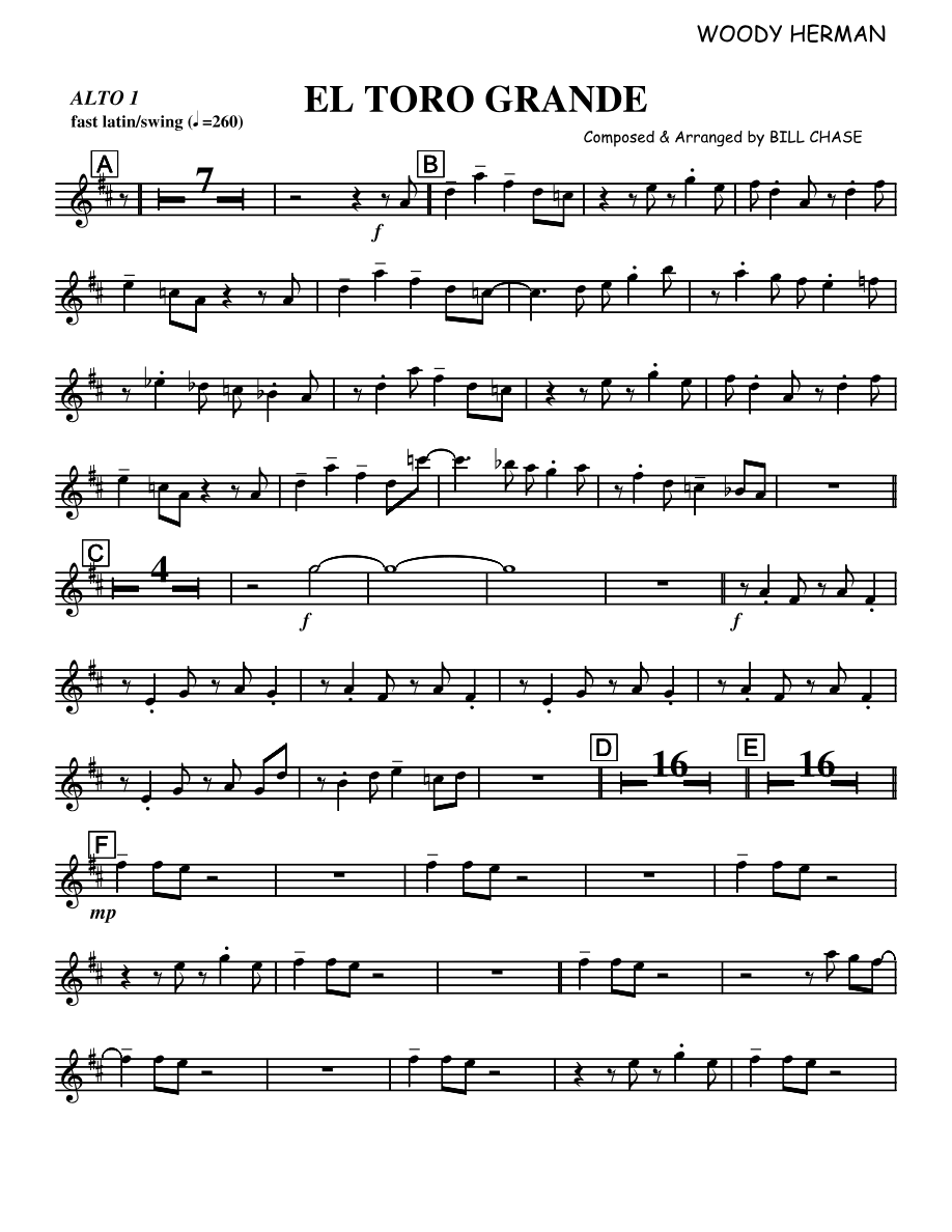 El Toro Grande (B.Chase) W.Herman — sheet music preview