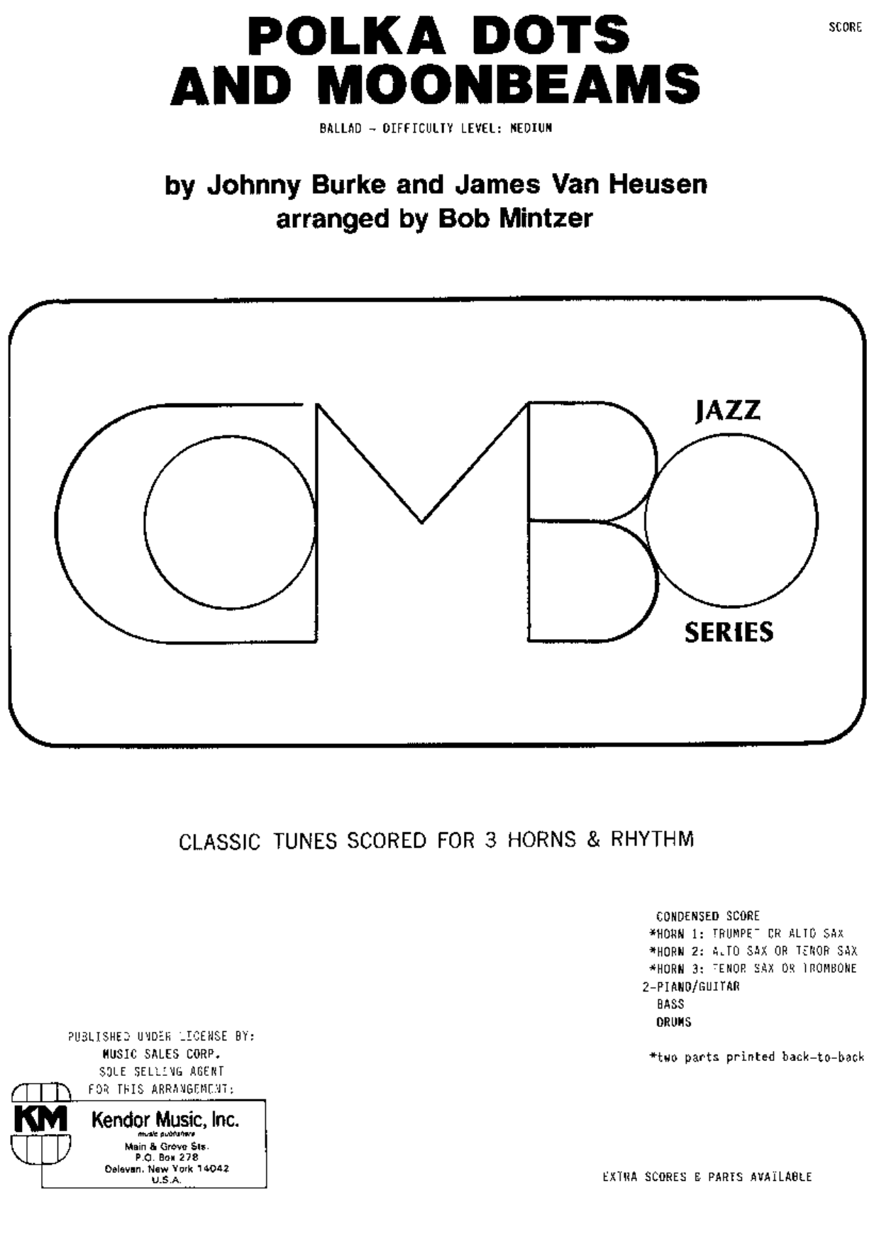 Polka Dots Moonbeams-B.Mintzer - 3 Horns, Rhythm, Score — Small Ensemble sheet music by Bob Mintzer | Ballad