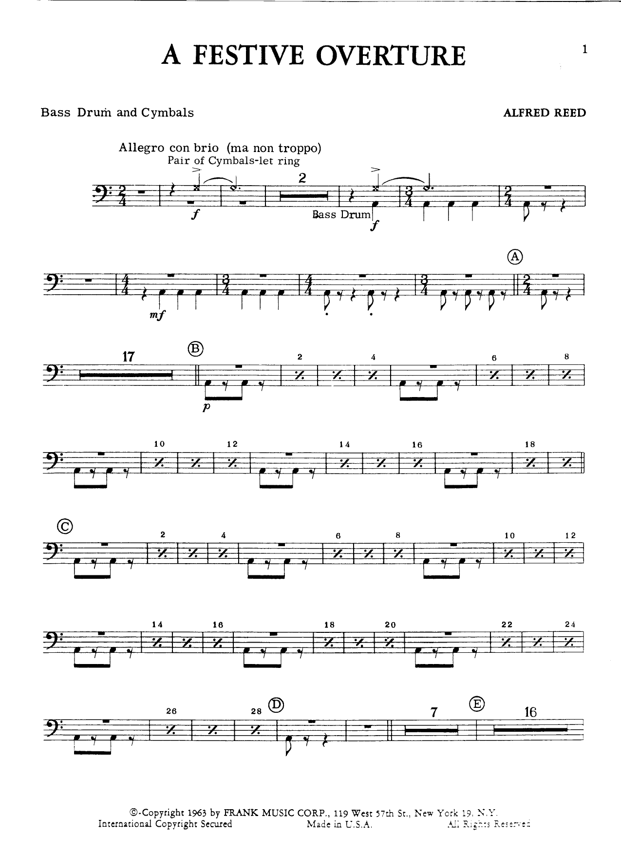 bass drum and cymbals — sheet music preview