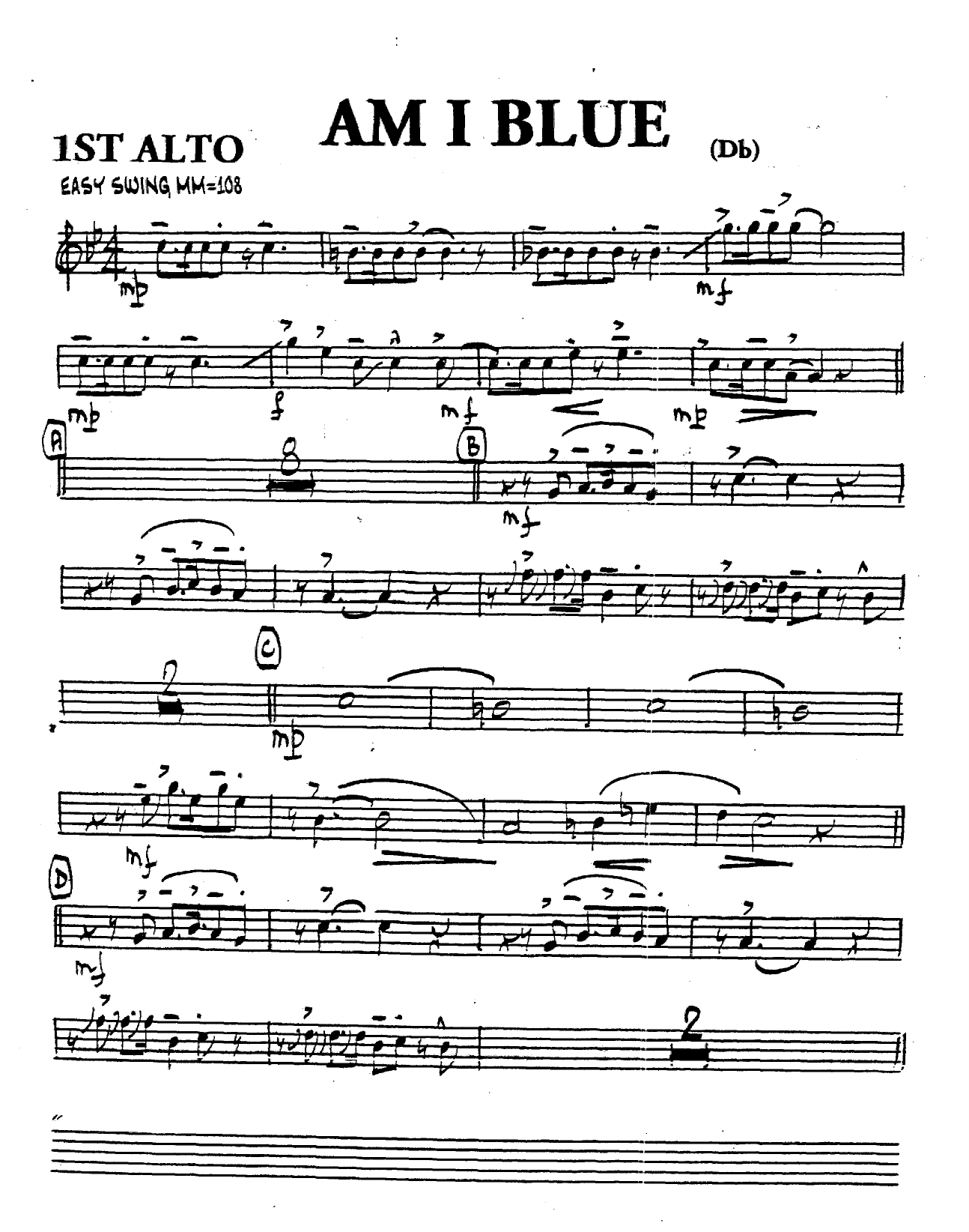 Am I Blue — sheet music preview