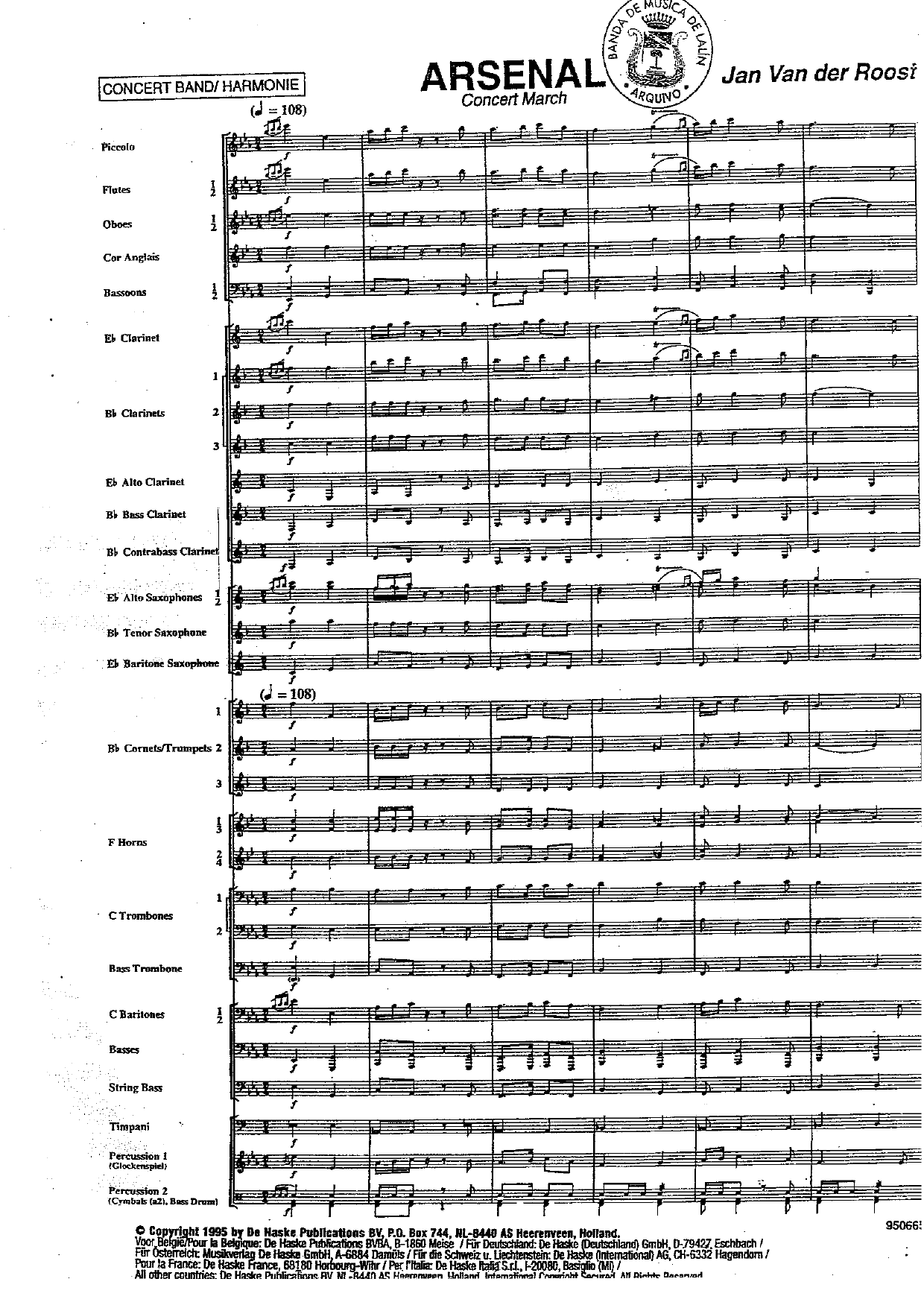 Arsenal — Konzertkapelle sheet music by Jan Van der Roost | March