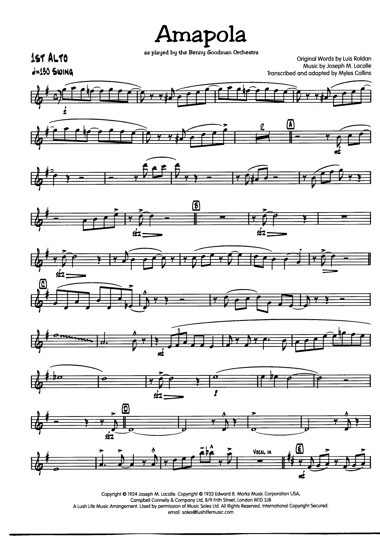 Amapola 1 Alto001 — sheet music preview