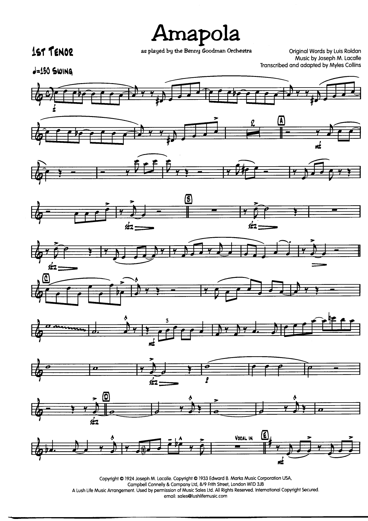 Amapola 1Tenor001 — sheet music preview