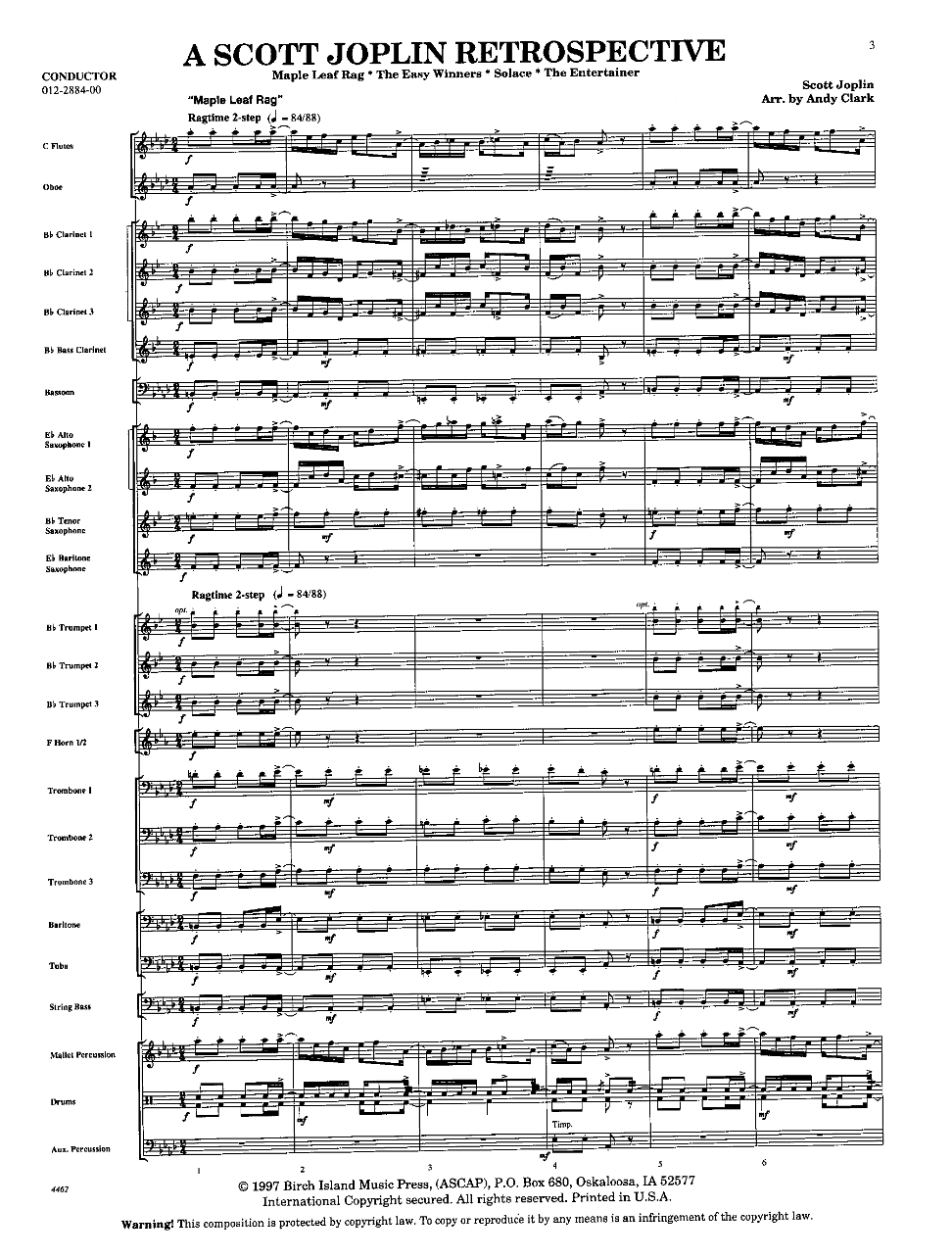 A Scott Joplin Retrospective (Andy Clark) score — sheet music preview