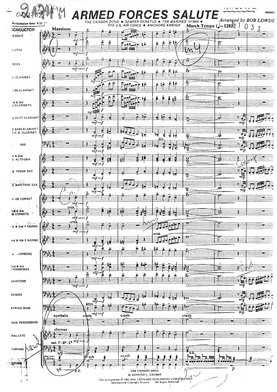 Armed Forces Salute — sheet music cover (first page)