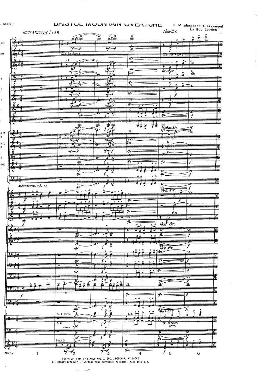 Bristol Mountain Overture — concert_band sheet music arranged by Bob Lowden | Traditional