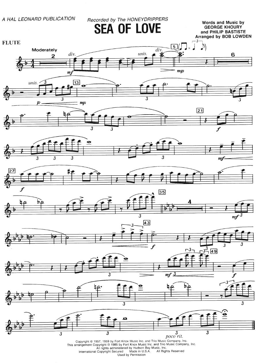 Sea Of Love — sheet music cover (first page)