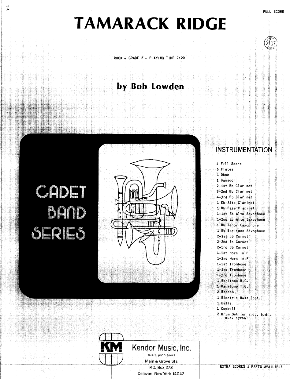 Tamarack Ridge — sheet music cover (first page)