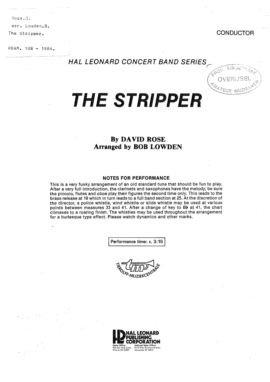 The Stripper — sheet music cover (first page)