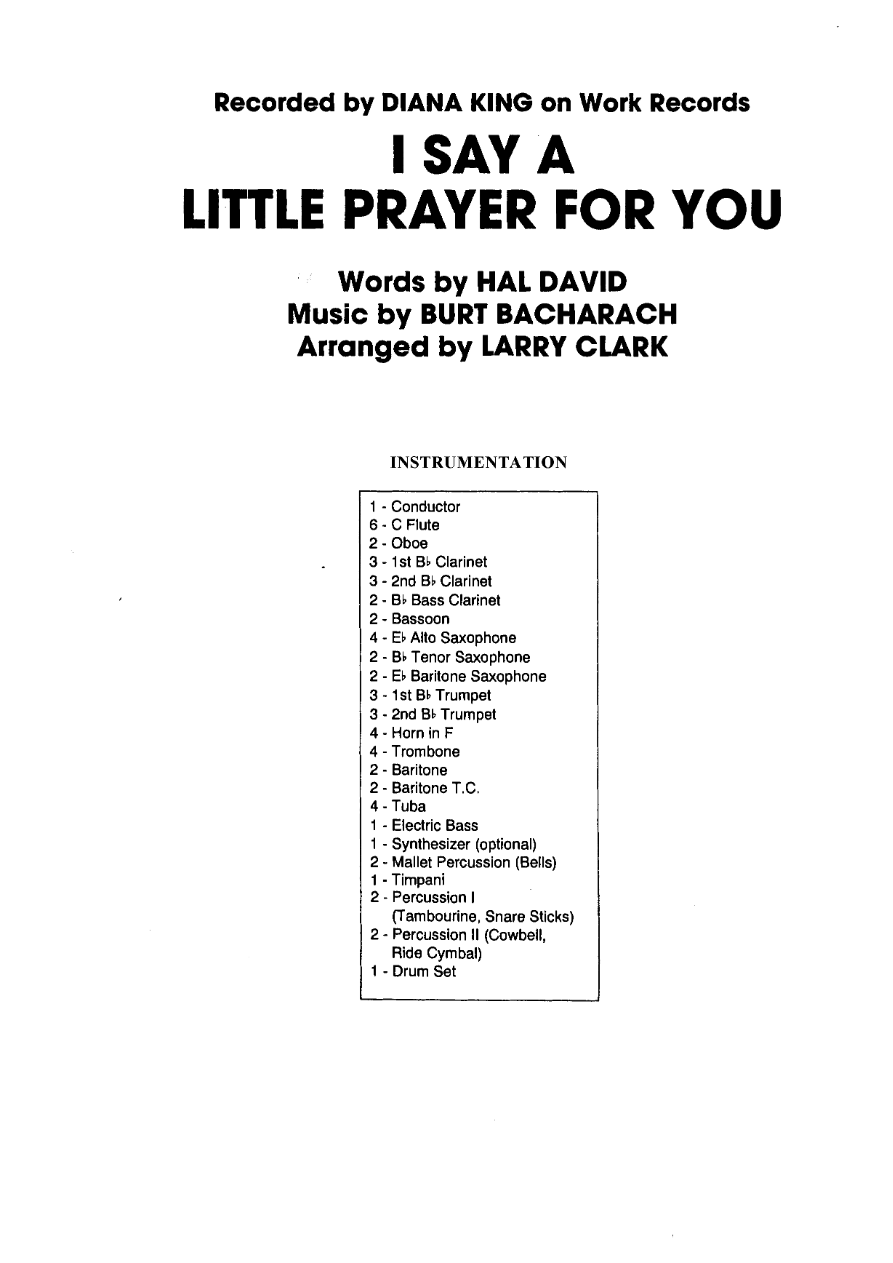 I Say A Little Prayer — sheet music cover (first page)
