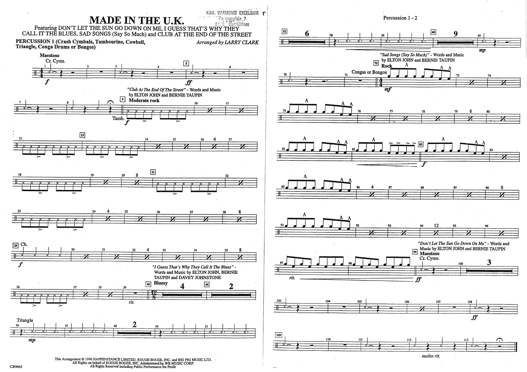 Made In The UK — sheet music cover (first page)