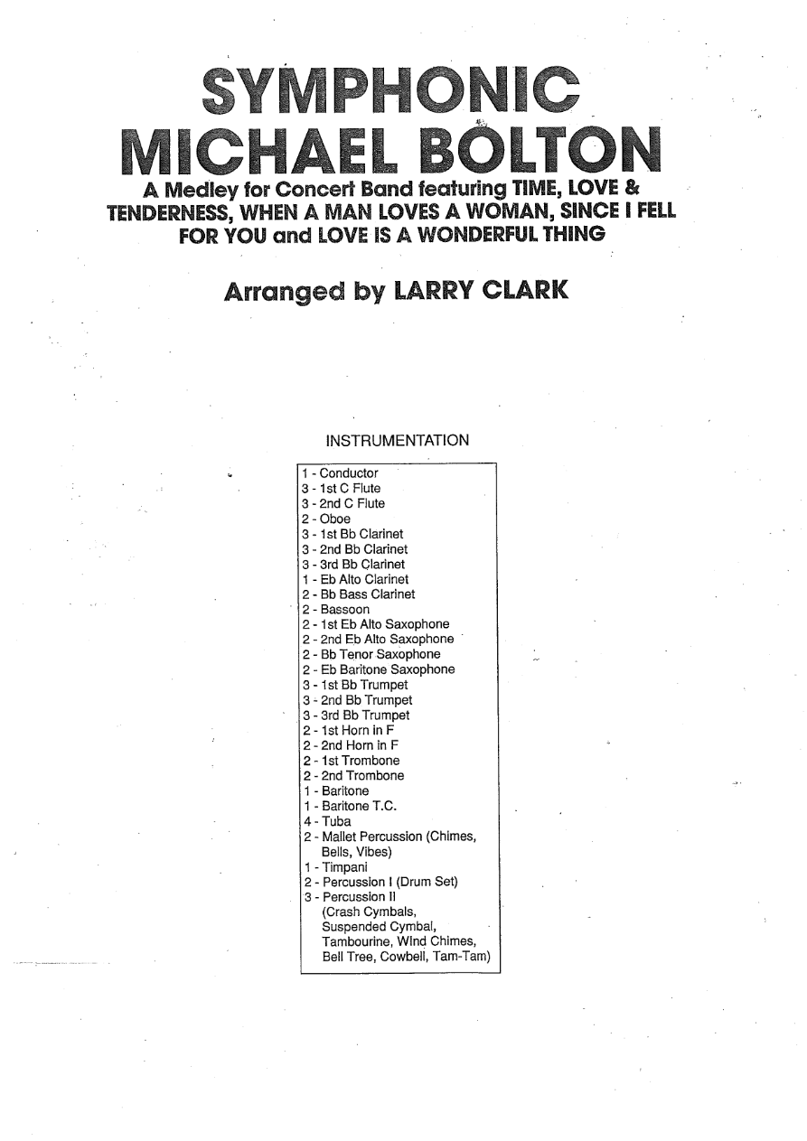 Symphonic Michael Bolton - arr. Larry Clark — sheet music cover (first page)
