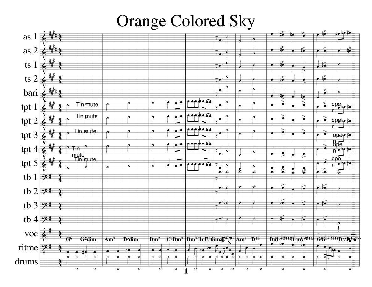 Orange Colored Sky (B.Holman) N.Cole — big_band_vocal sheet music arranged by Mr. X | Swing