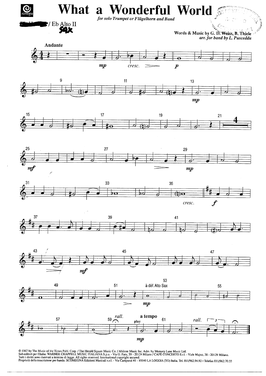 What a wonderful world - SAxo Alto — Concert Band sheet music by SAxo Alto 2 | Jazz Standard