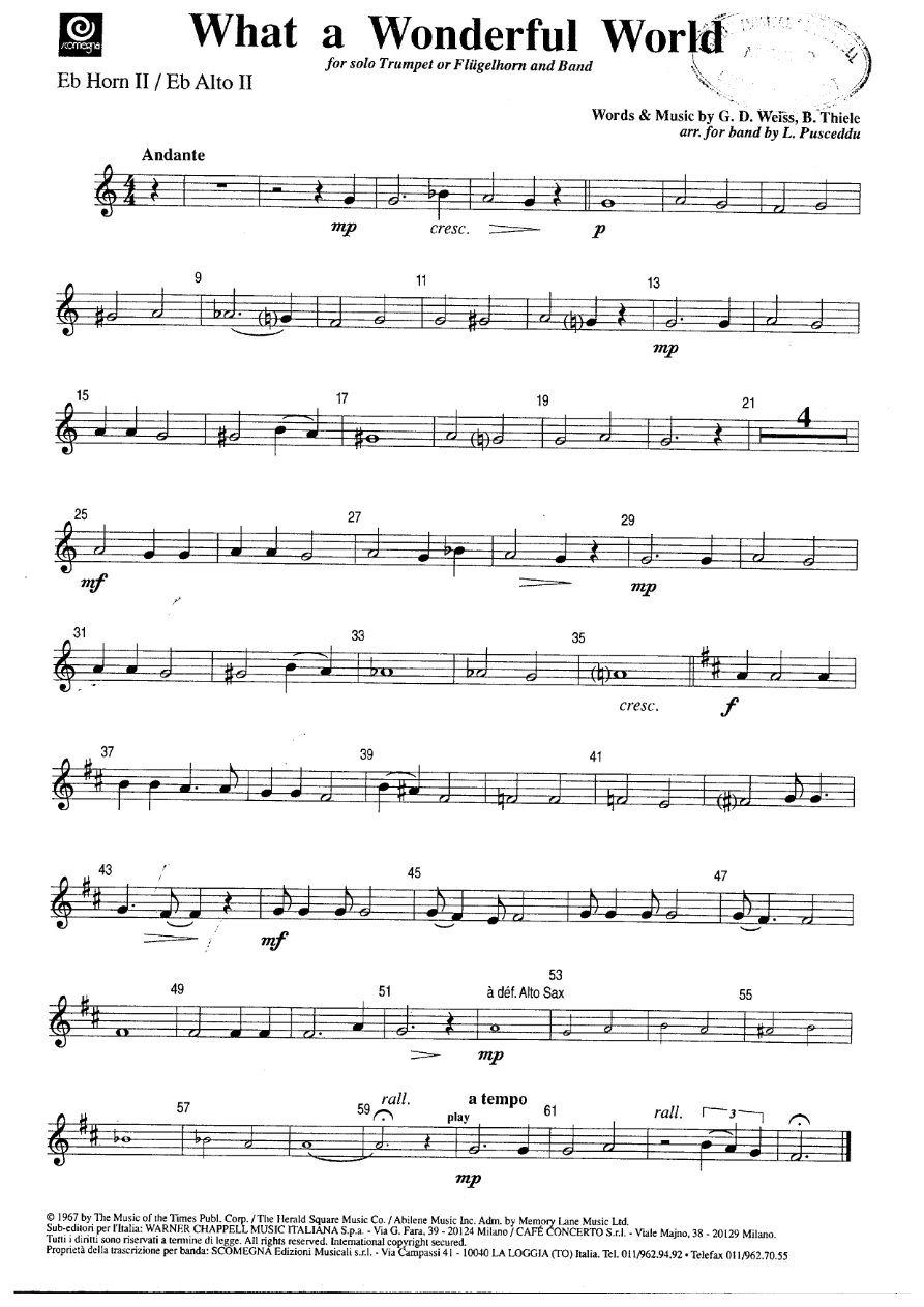 What a wonderful world - Trompa Eb 2(1) — sheet music preview