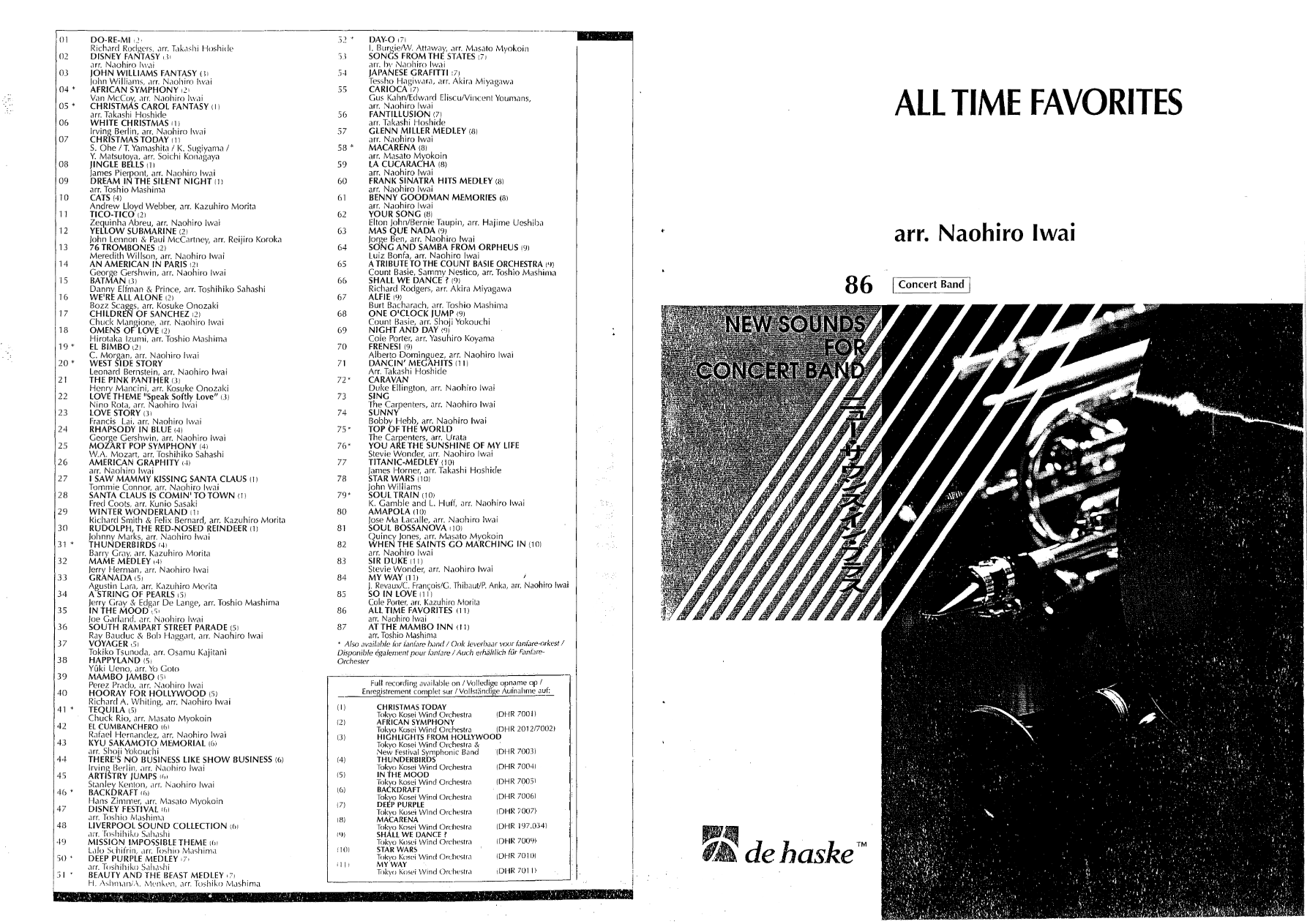 All Time Favorites (N.Iwai) — Concert Band sheet music by Naoiro Iwai | Swing