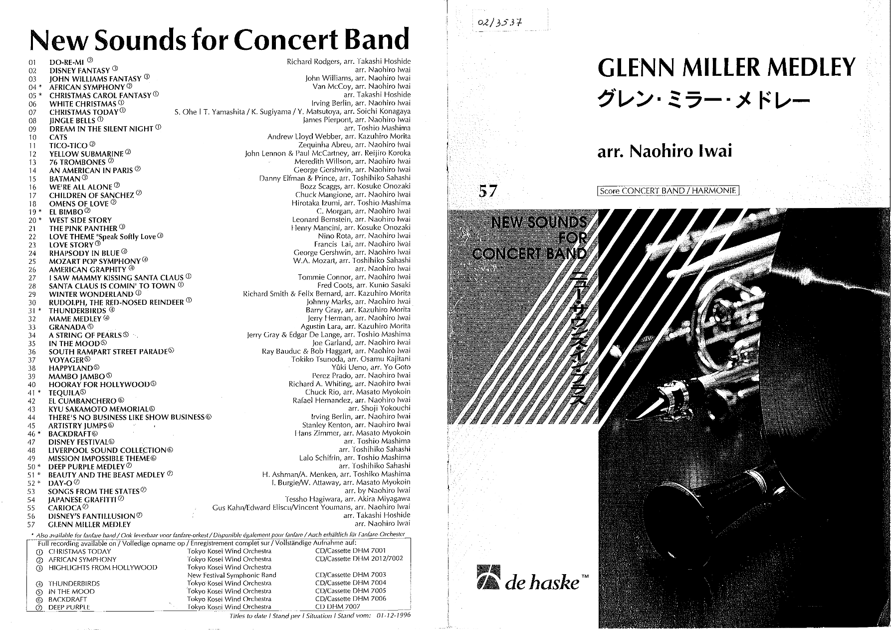 Glenn Miller Medley (N.Iwai) — concert_band sheet music arranged by Naohiro Iwai | Swing