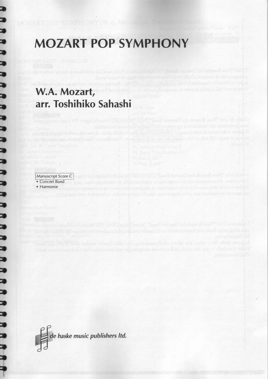 Mozart Pop Symphony Picolo — sheet music cover (first page)