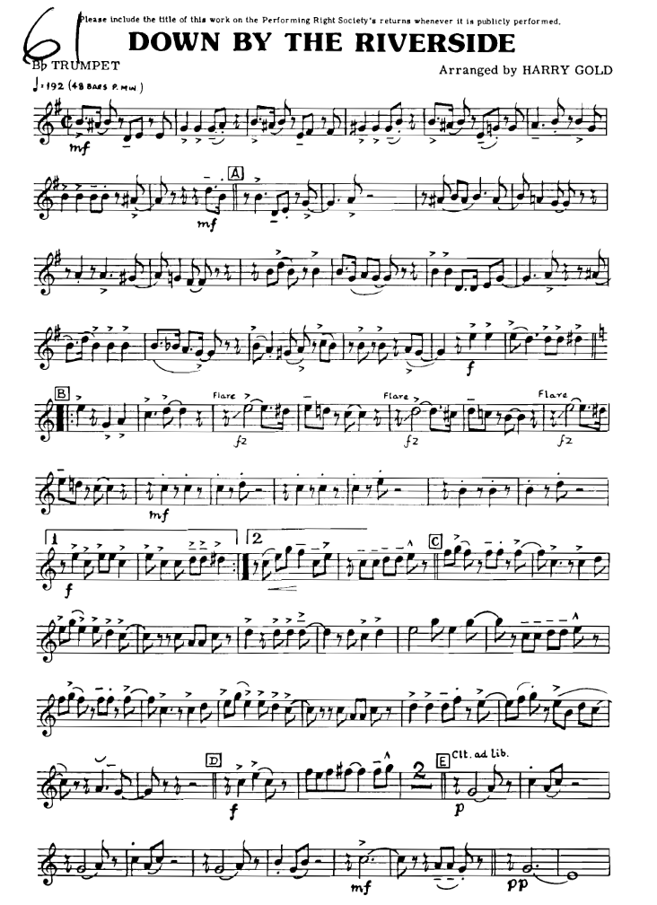 Down By The Riverside (S.Mashburn) Trad. — Small Ensemble sheet music arranged by Mr. X | Traditional