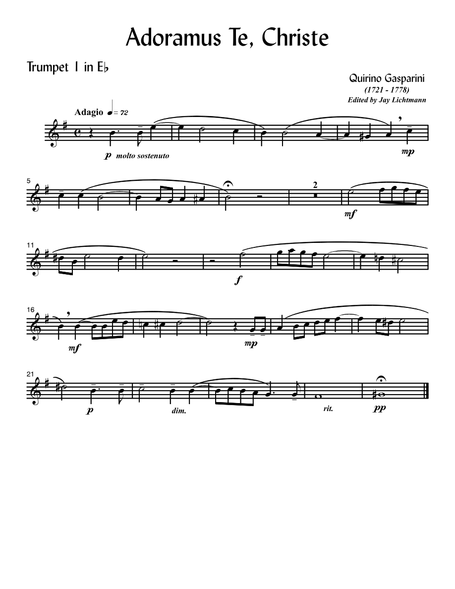 Gasparini Adoramus Te, Christe — sheet music preview