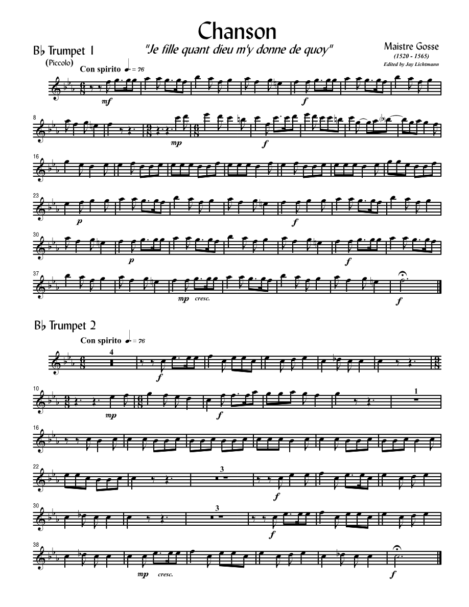 Gosse Chanson — sheet music cover (first page)