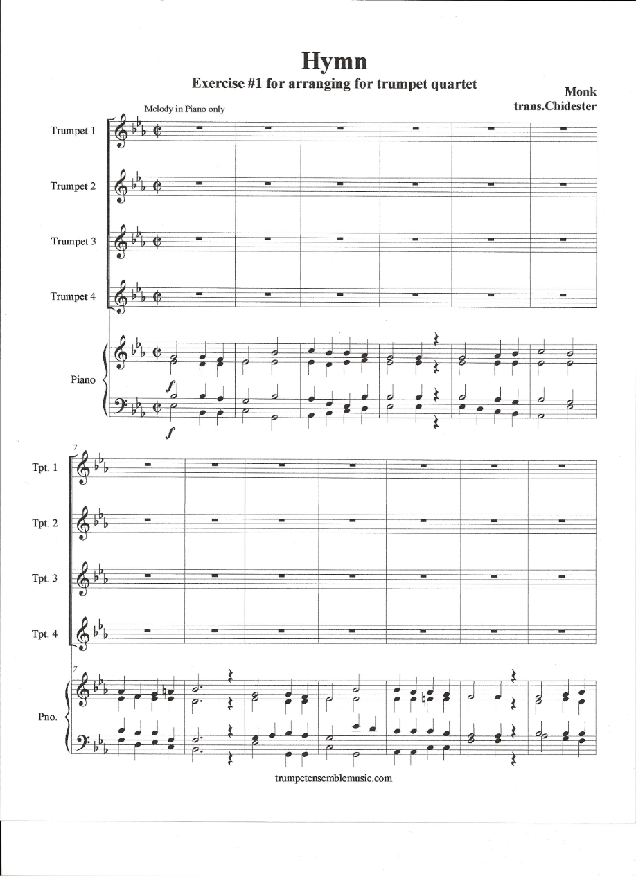Monk Hymn-for-trumpet-ensemble-arranging-assignment-1 — sheet music cover (first page)