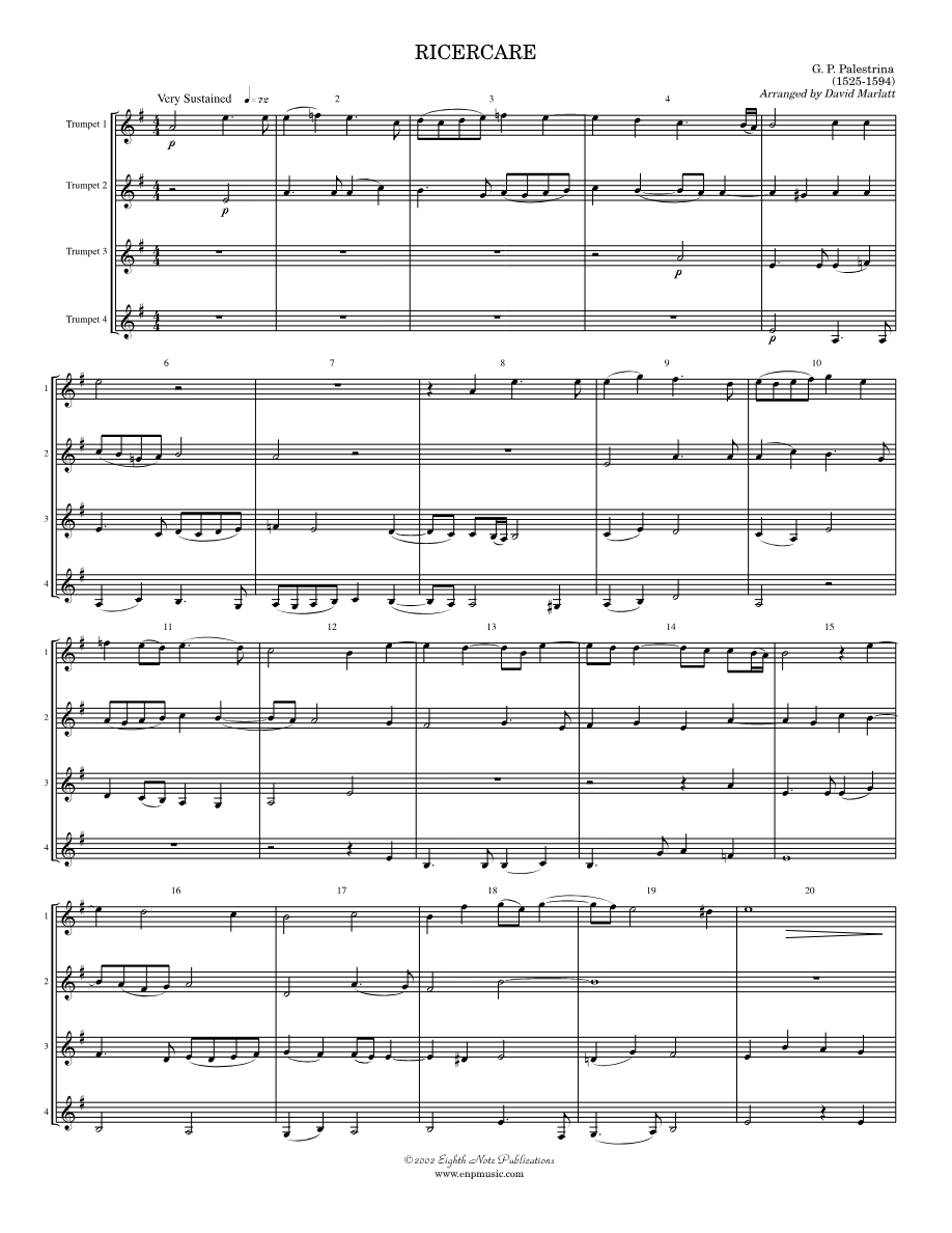 RICERCARE — sheet music cover (first page)
