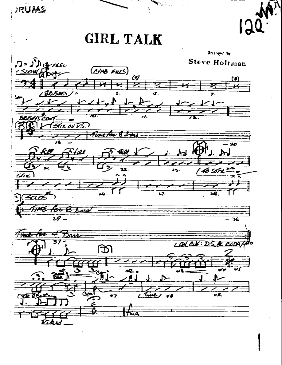 Girl Talk-Drums — sheet music preview