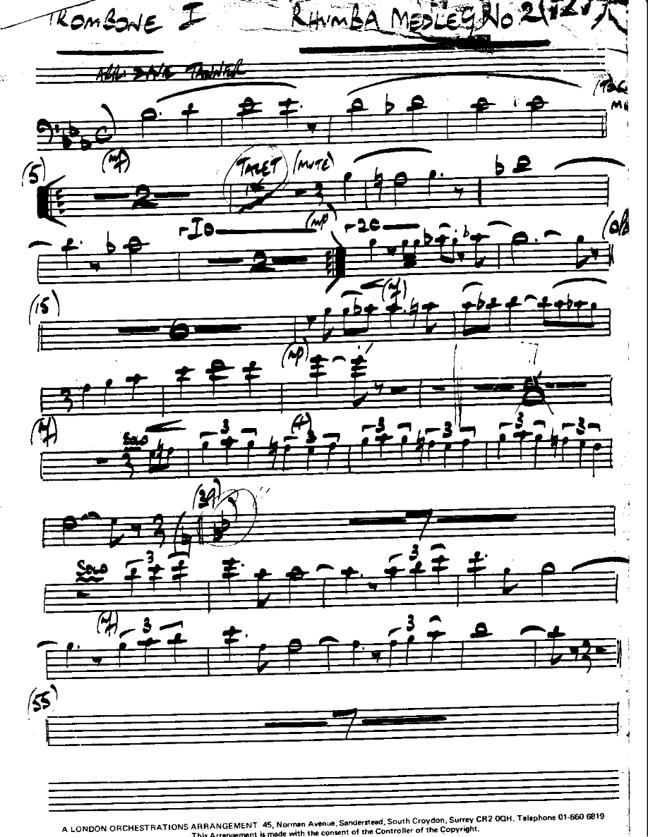 Rhumba Medley #2-Trombone — Small Ensemble sheet music arranged by Rhumba Medley #2 | Latin Jazz