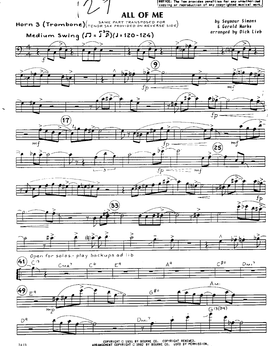 All of Me-Trombone — sheet music cover (first page)
