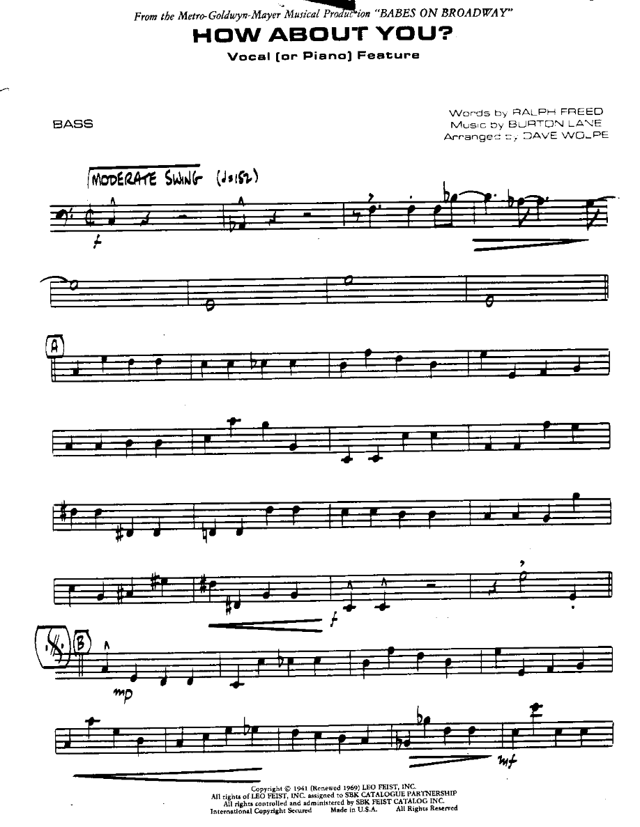 How about You-Bass — sheet music cover (first page)