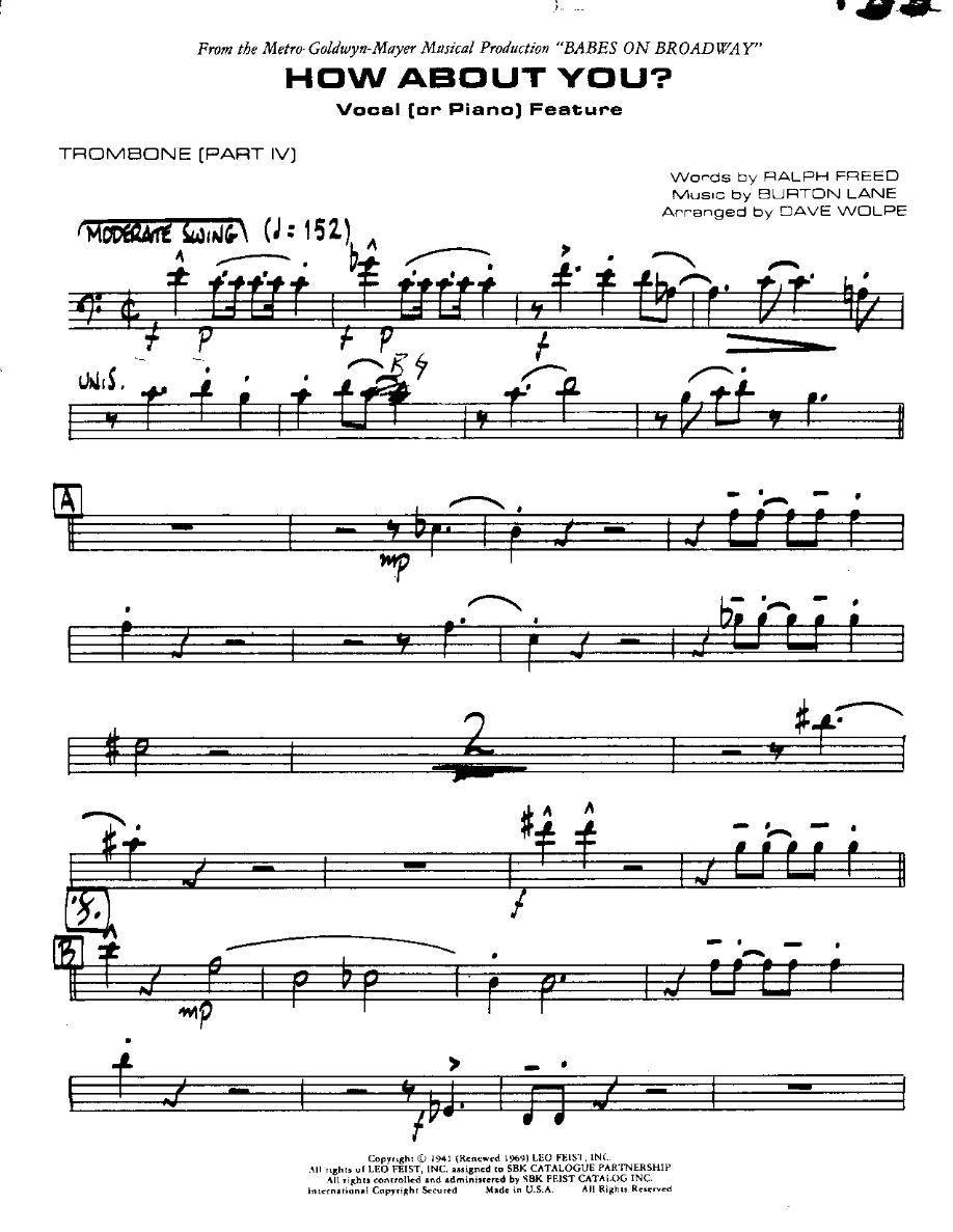How about You-Trombone — sheet music cover (first page)