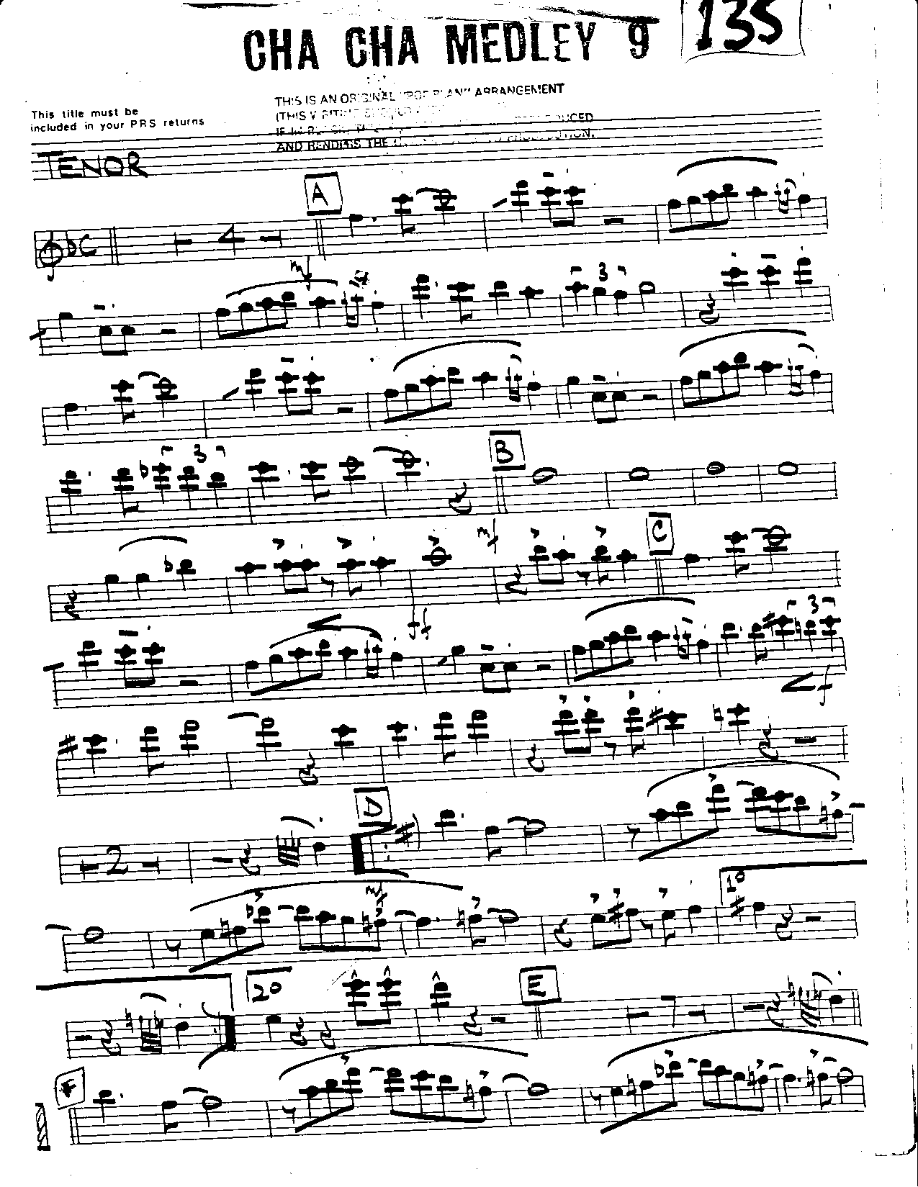 Cha Cha Medley #9-Tenor — Small Ensemble sheet music arranged by Cha Cha Medley #9 | Cha-Cha