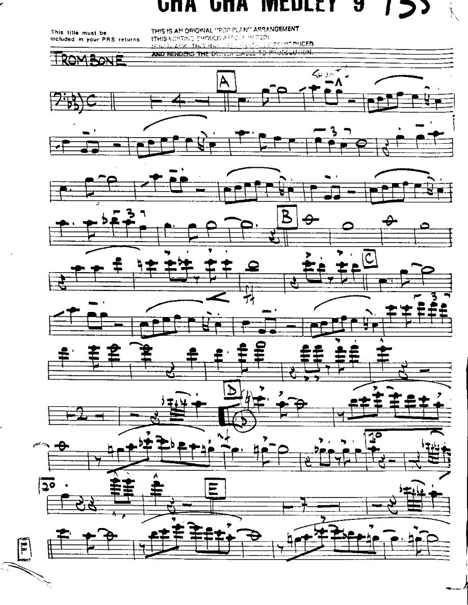 Cha Cha Medley #9-Trombone — sheet music cover (first page)